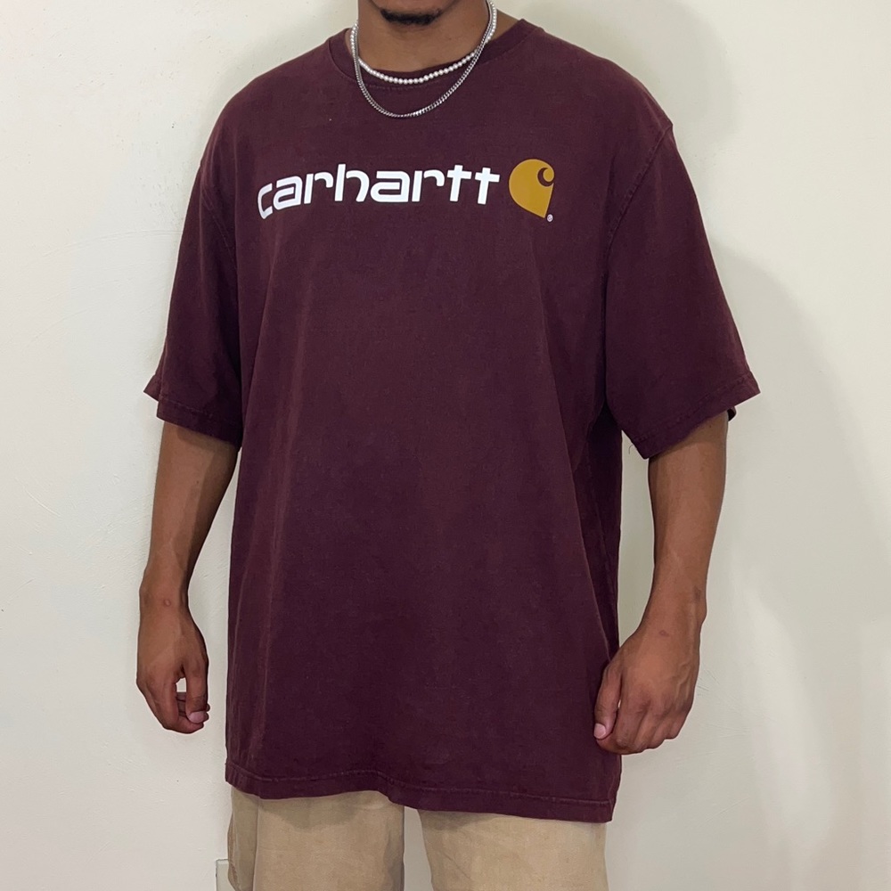 Burgundy Carhartt Logo Tee